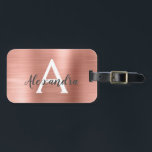 Name und Anfangsbuchstabe des Rose-Gold-Brushed-Me Gepäckanhänger<br><div class="desc">Rose Gold - Rosa gebürstetes Metallfolienmonogramm Name und erste Gepäckmarke. Diese Taschenmarke ist ideal für Zurück in die Schule,  Arbeit oder Reisen.</div>