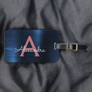 Name und Anfangsbuchstabe des Rose-Gold-Brushed-Me Gepäckanhänger