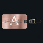 Name und Anfangsbuchstabe des Rose-Gold-Brushed-Me Gepäckanhänger<br><div class="desc">Rose Gold } Rosa gebürstete Metallfolie Monogramm Name und Anfangskennzeichen für das Gepäck. Diese Taschenmarke ist ideal für Zurück in die Schule,  Arbeit oder Reisen.</div>