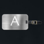 Name und Anfangsbuchstabe des rostfreien Metalls Gepäckanhänger<br><div class="desc">Luxuriöse Silver Brushed Metal Foil Monogram Name und erste Gepäckmarke. Diese Taschenmarke ist ideal für Zurück in die Schule,  Arbeit oder Reisen.</div>