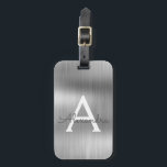 Name und Anfangsbuchstabe des rostfreien Metalls Gepäckanhänger<br><div class="desc">Silver Brushed Metal Foil Monogram Name and Initial Luggage Tag. Diese Taschenmarke ist ideal für Zurück in die Schule,  Arbeit oder Reisen.</div>