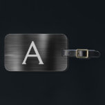 Name und Anfangsbuchstabe des schwarzen gebürstete Gepäckanhänger<br><div class="desc">Metallic Back and Silver Brushed Metal Foil Monogram Name and Initial Luggage Tag. Diese Taschenmarke ist ideal für Zurück in die Schule,  Arbeit oder Reisen.</div>