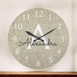 Name und Anfangsbuchstaben des Glitzer Große Wanduhr