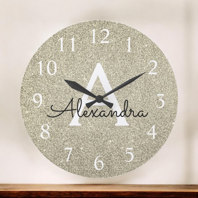 Name und Anfangsbuchstaben des Glitzer Große Wanduhr (Von Creator hochgeladen)