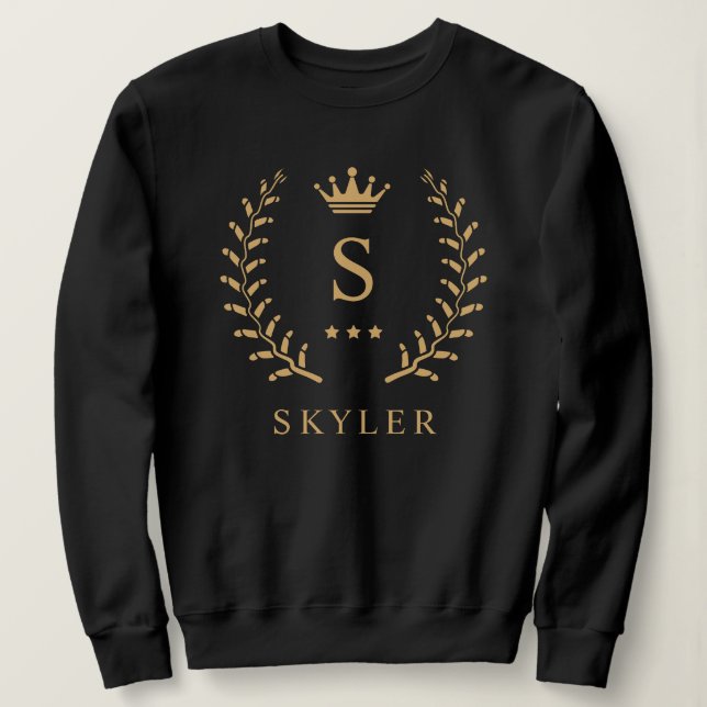 Name und Anfangssilbe Schwarz-weiß Sweatshirt (Design vorne)
