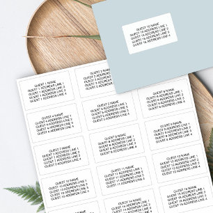 Name und Anschrift der 15 Einladungsumschläge Aufkleber