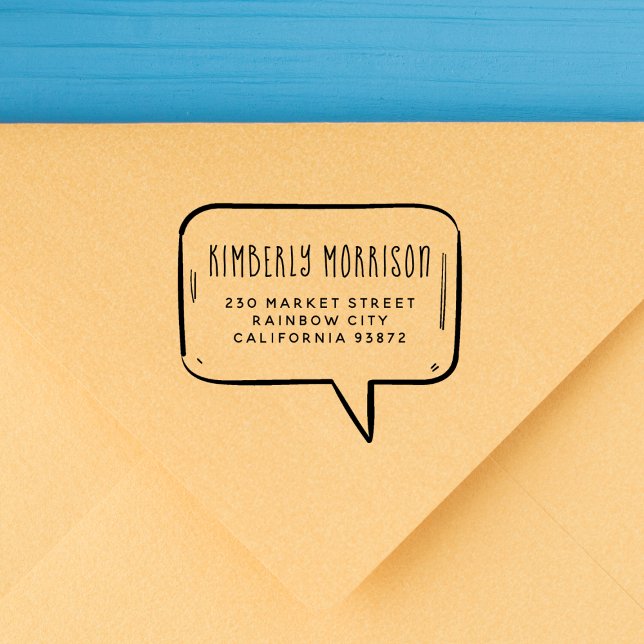 Name und Anschrift der Sprechblase Gummistempel (Rubber Stamp Mock-up)