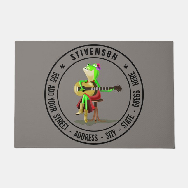 Name und Anschrift oder eigener Text - Gitarrenfro Fußmatte (Vorderseite)