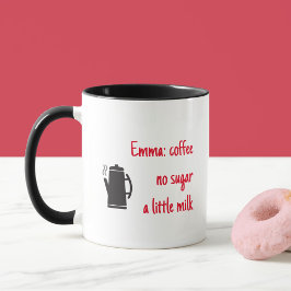 Name und Anweisungen für Kaffee Tasse