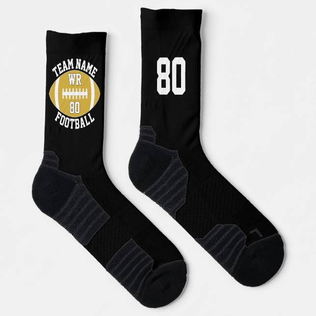 Name und Anzahl Gold des benutzerdefinierten Fußba Socken (Rechts)