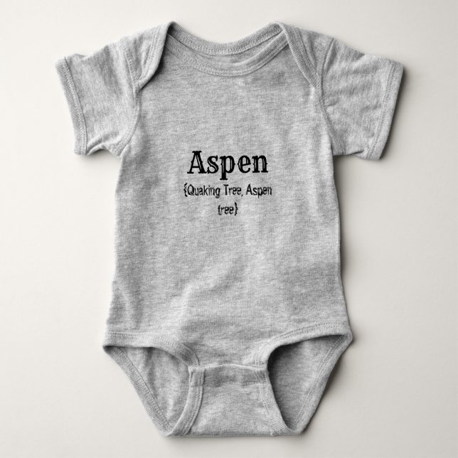 Name und Bedeutung (Aspen) Baby Strampler (Vorderseite)