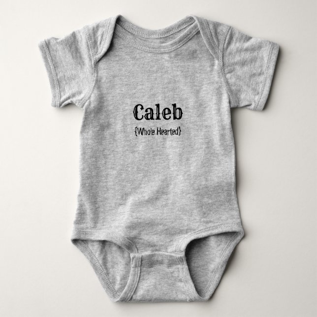 Name und Bedeutung (Caleb) Baby Strampler (Vorderseite)