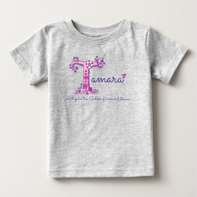 Name und Bedeutung von T-Monogramm-Kleidung für Ta Baby T-shirt (Vorderseite)
