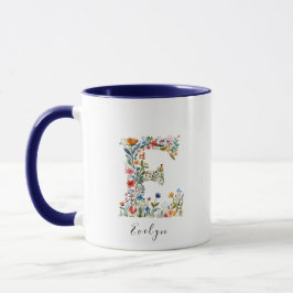 Name und Buchstabe E Monogramm-Tasse der Wasserfar Tasse