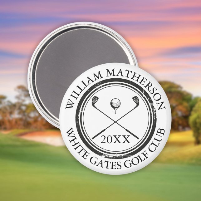 Name und Clubname Datum Schwarz und Weiß Magnet (Name And Club Name Date Black and White Magnet)