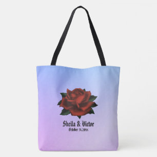Name und Datum der gotischen Rote Rose Lila Hochze