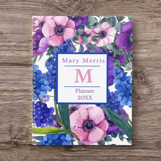 Name und Datum der Monogramm-Floral Planer (Monogrammed Name Date Planner/Journal. Customize for yourself or for a gift.)