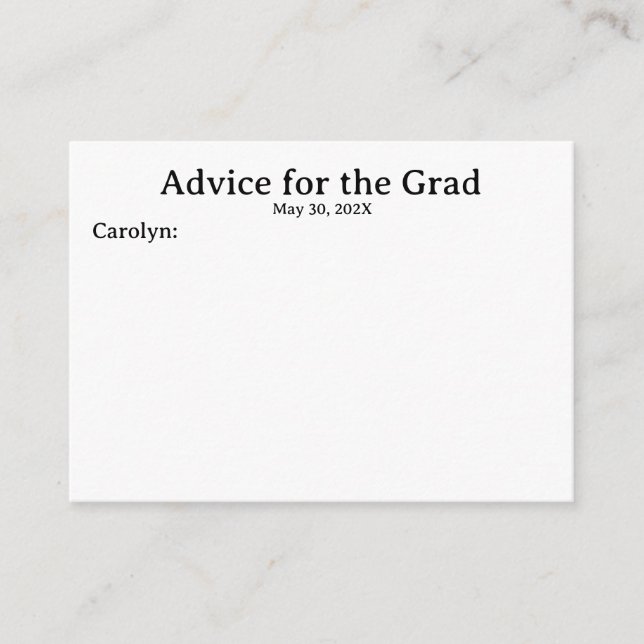 Name und Datum Personalisierter Abschluss-Ratgeber Begleitkarte (Vorderseite)