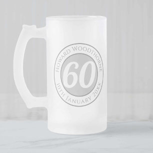 Name und Datum zum 60. Geburtstag  Mattglas Bierglas