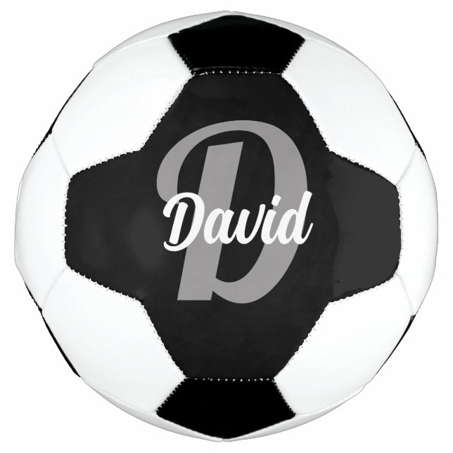 Name und erster Buchstabe auf schwarz Fußball (Vorderseite)