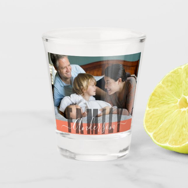 Name und Foto der benutzerdefinierten Familie Schnapsglas (Vorderseite)
