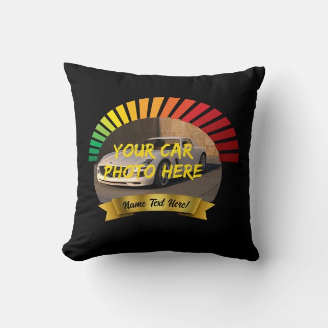 Name und Foto des Autos mit Banners Speedo Icon hi Kissen (Vorderseite)