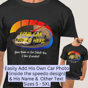 Name und Foto des Autos mit Banners Speedo Icon hi T-Shirt