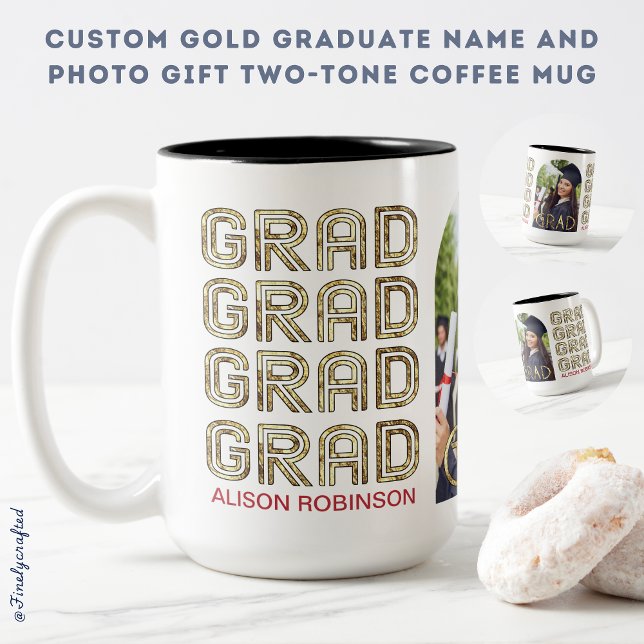 Name und Foto des benutzerdefinierten Golden Gradu Zweifarbige Tasse (Von Creator hochgeladen)