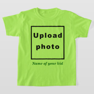Name und Foto Ihres Kindes auf Limonen Farbkindern T-Shirt