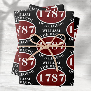 Name und Geburtsdatum Schwarz hinzufügen Geschenkpapier Set