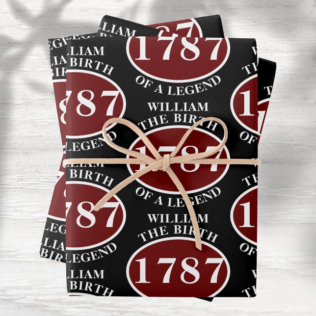 Name und Geburtsdatum Schwarz hinzufügen Geschenkpapier Set (Von Creator hochgeladen)