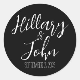 Name und Hochzeitsdatum des Ehepaares Runder Aufkleber