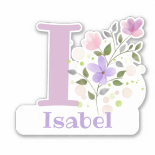 Name und Initiale mit floralem Design-Aufkleber Aufkleber