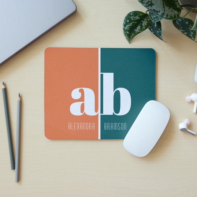 Name und Initialen der Minimalistischen Monogramme Mousepad (Von Creator hochgeladen)