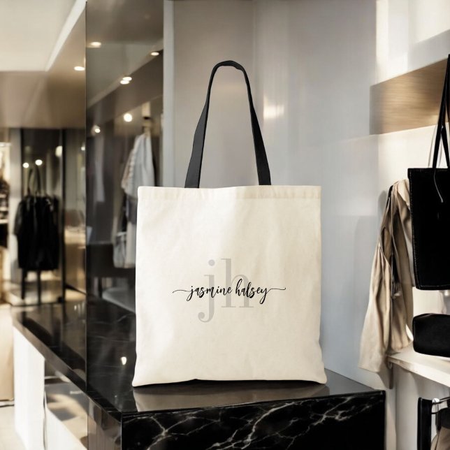 Name und Initialen einfacher Trend Tragetasche (Von Creator hochgeladen)