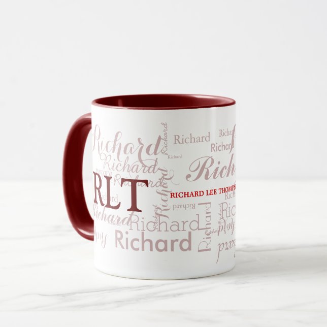 Name und Initialen personalisierte Typografie Tasse (Vorderseite Links)