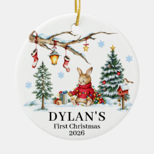 Name und Jahr des ersten Weihnachtskaninchens des Keramik Ornament