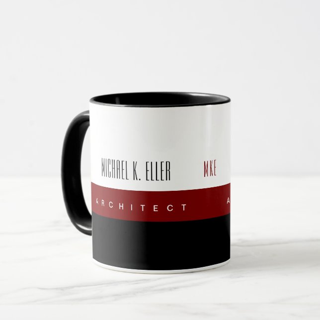 Name und Job Moderner Architekt Tasse (Vorderseite Links)
