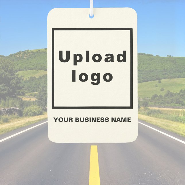 Name und Logo der Firma White Air Freshener Autolufterfrischer (Business name and logo on white air freshener)