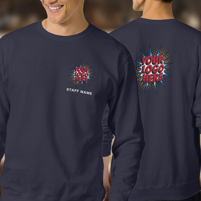 Name und Logo Upload Vorlage/Front & Back/Navy Sweatshirt (Von Creator hochgeladen)
