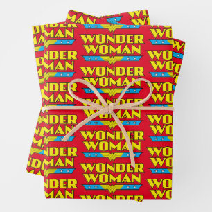 Name und Logo von Wonder Woman Geschenkpapier Set