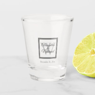 Name und Monografisches Hochzeitdatum   Schnapsglas