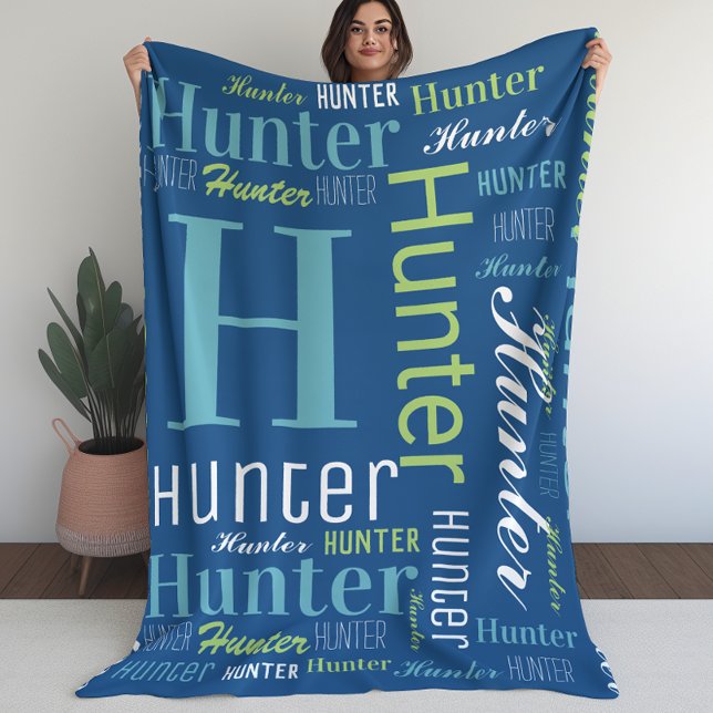 Name und Monogram Cloud Word Art Blanket für Junge Fleecedecke (Name and Monogram Cloud Word Art Blanket For Boys)
