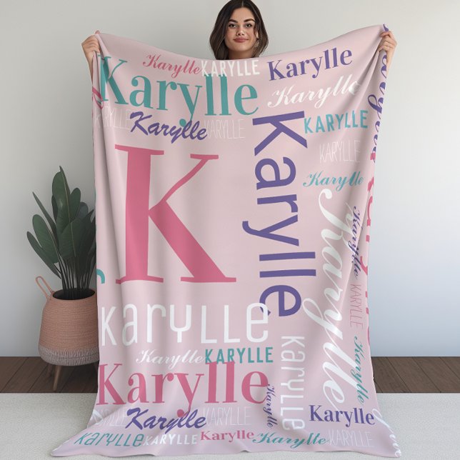 Name und Monogram Cloud Word Art Blanket für Mädch Fleecedecke (Name and Monogram Cloud Word Art Blanket For Girls)