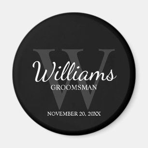 Name und Monogram für Personalisierte Script-Trauz Magnet