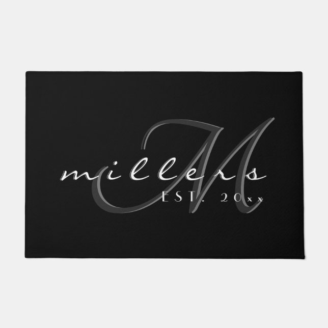 Name und Monogramm der dekorativen Familie | Schwa Fußmatte (Vorderseite)