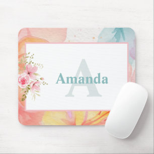 Name und Monogramm der personalisierten Aquarellfa Mousepad