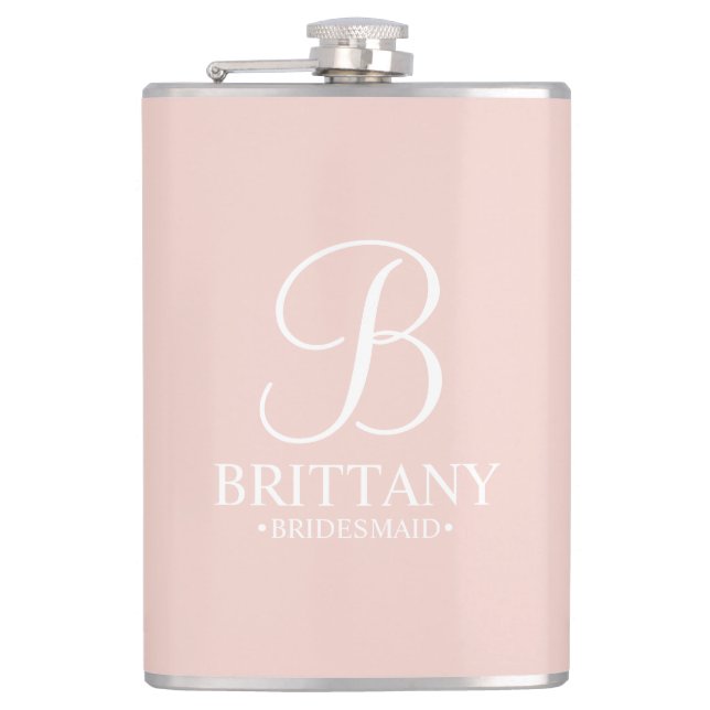 Name und Monogramm der personalisierten Bridesmaid Flachmann (Vorderseite)