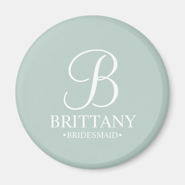 Name und Monogramm der personalisierten Bridesmaid Magnet (Vorne)