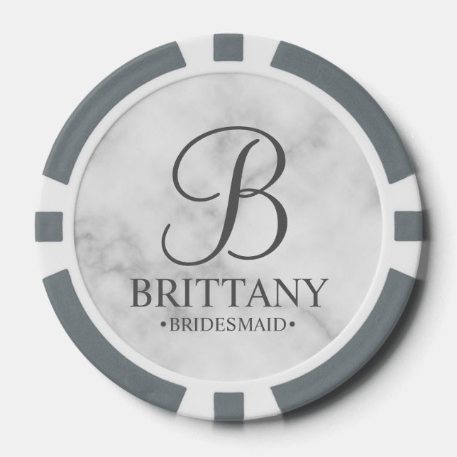 Name und Monogramm der personalisierten Bridesmaid Pokerchips (Vorderseite)